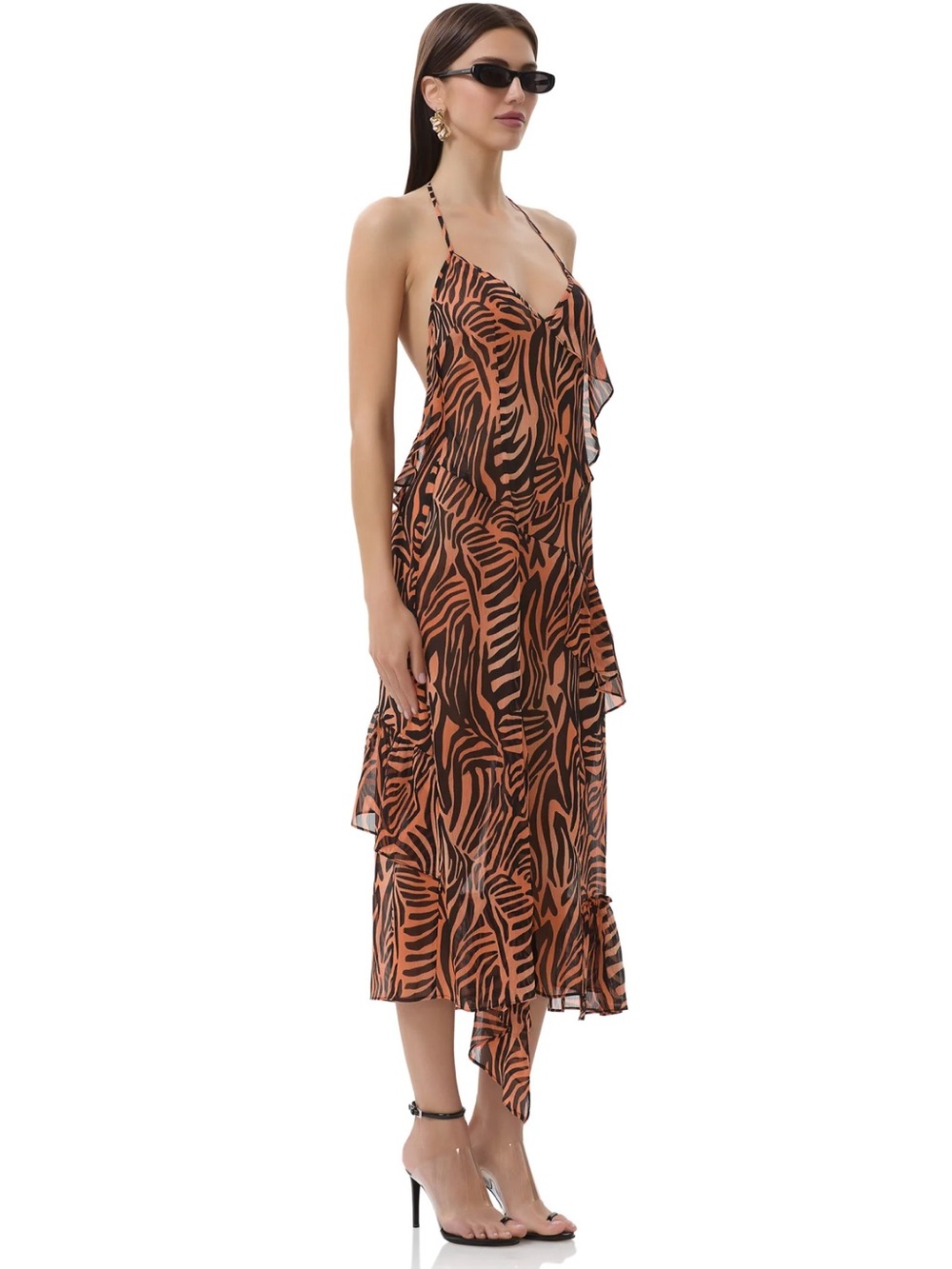 AFRM Ware Dress NWT Small Ombre Zebra Halter Maxi